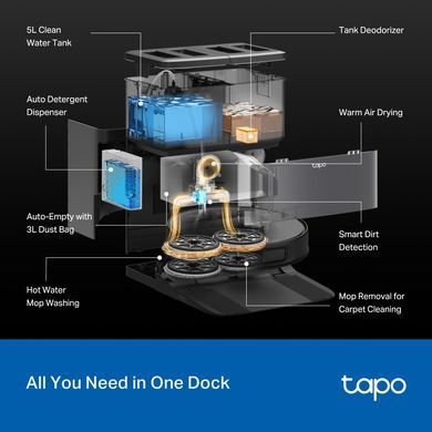 TP-Link Робот-пылесос TAPO TAPO RV 50 PRO OMNI с поддержкой влажной уборки + док-станция TAPO-RV50-PRO-OMNI фото