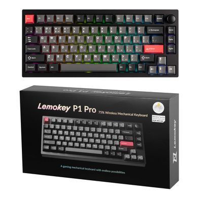 Lemokey Клавиатура механическая P1 Pro 84Key, Keychron Super Banana, WL/BT/USB-A, QMK/VIA, Hot-Swap, EN/UKR, RGB, Knob, Carbon Black P1P-M4-UA фото