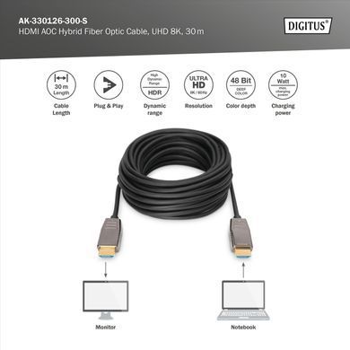 Digitus Кабель HDMI UHD 8K, AOC hybrid-fiber, type A M/M, 30м, черный AK-330126-300-S фото
