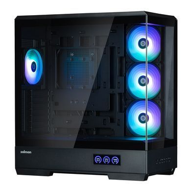 Zalman Корпус P50 DS без БЖ, 2xUSB3.0, 1xUSBType-C, 4x120мм ARGB, VGA 435мм, LCS ready, TG Side Panel, ATX, чорний P50DSBLACK фото