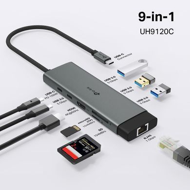 TP-Link Хаб USB UH9120C USB-C > 3xUSB3.0/1xUSB-C/xHDMI/1xRJ45/1xSD/1xmicroSD/1xPD 100Wh UH9120C фото