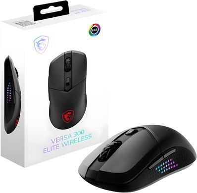 MSI Миша VERSA 300 ELITE W, WIRELESS, RGB, WL, чёрный S12-4301290-CLA фото