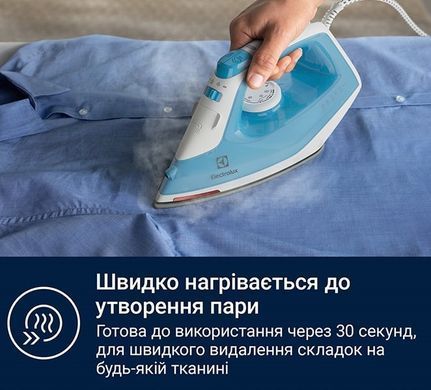 Electrolux Праска, 2300Вт, 250мл, паровий удар 110гр, керам. підошва, синьо-білий E5SI2-4CB фото
