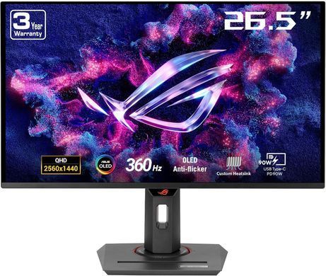 ASUS Монітор 26.5" ROG Strix XG27ACDNG 2xHDMI, DP, USB-C, 3xUSB, OLED, 2560x1440, 360Hz, 0.03ms, DCI-P3 99%, AdaptiveSync, Pivot, HDR400 90LM0AN0-B01970 фото
