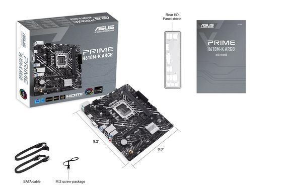 ASUS Материнcька плата PRIME H610M-K ARGB s1700 H610 2xDDR5 M.2 HDMI D-Sub mATX ARGB 90MB1G90-M0EAY0 фото