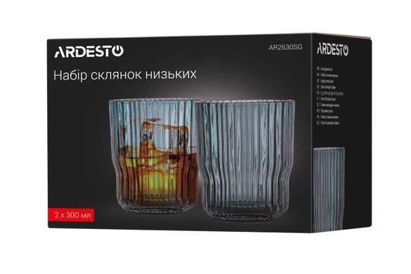ARDESTO Набор стаканов низких Graphite 300 мл, 2 шт., стекло AR2630SG фото