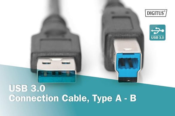 Digitus Кабель USB 3.0 (AM/BM) 1.8м, чорний AK-300115-018-S фото