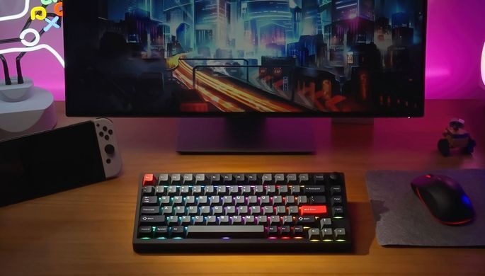 Lemokey Клавиатура механическая P1 Pro 84Key, Keychron Super Banana, WL/BT/USB-A, QMK/VIA, Hot-Swap, EN/UKR, RGB, Knob, Carbon Black P1P-M4-UA фото