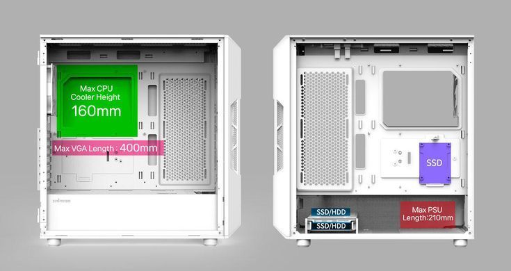 Zalman Корпус I3 Neo ARGB V2 без БП, 2xUSB3.0, 1x Type C, 4x120мм, ARGB, VGA 355мм, LCS ready, TG Side Panel, ATX, белый I3NEOARGBV2WHITE фото