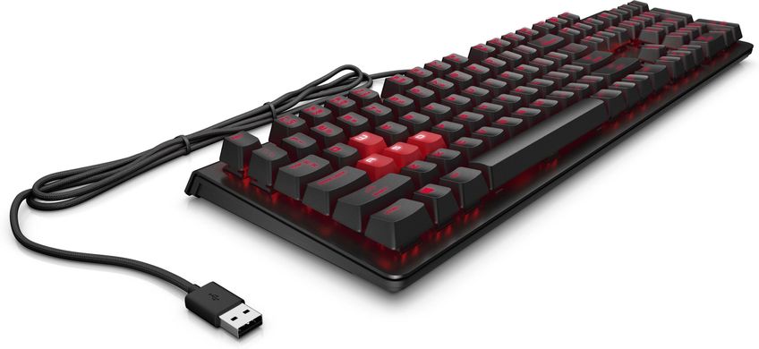 Клавиатура HP OMEN Encoder LED 104key Cherry MX Red USB Black 6YW76AA фото