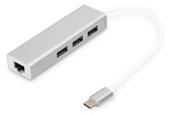 Digitus Концентратор USB-C - USB 3.0 3 Port Hub + Gigabit Ethernet - купити в інтернет-магазині Coolbaba Toys