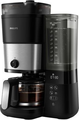 Philips Кавоварка крапельна All-in-1 Brew, 1.25л, зерно+мелена, дисплей, підігрів кавника, кавомолка, чорний HD7900/50 фото