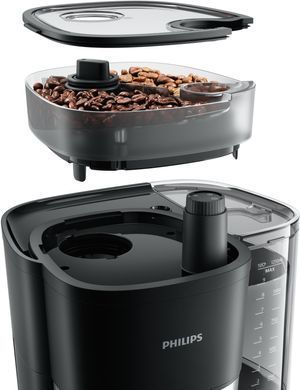 Philips Кавоварка крапельна All-in-1 Brew, 1.25л, зерно+мелена, дисплей, підігрів кавника, кавомолка, чорний HD7900/50 фото