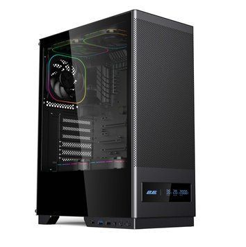 2E Gaming Корпус 2E GAMING Iconic DS V8202B без БЖ, 1xUSB3.0, 1х USB 2.0, 1xUSB Type-C, 3x120мм ARGB, VGA 330мм, LCS ready, контролер з пультом, дисплей, TG Side Panel, ATX, чорний 2E-V8202B фото