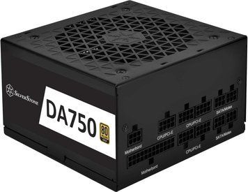 SilverStone Блок живлення Decathlon (750W), >90%, 80+ Gold, 120мм, 1xMB, 24pin(20+4), 2xCPU 8pin(4+4), 6xMolex, 8xSATA, 4xPCIe 8pin(6+2),Fully modular SST-DA750-G фото