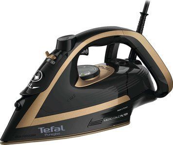 Праска Tefal PUREGLISS, 3000Вт, 270мл, паровий удар -280гр, постійна пара - 50гр, керам. підошва, чорно-мідний FV8064E0 фото