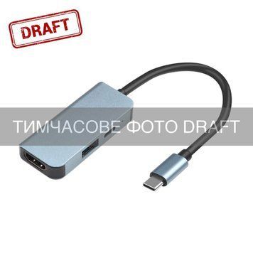 2E Хаб 2E USB-С > USB-A 3.0/USB-C PD/HDMI, 0.14м, сірий 2E-W2680 фото