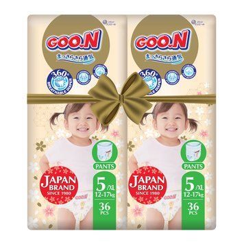 Трусики-підгузники GOO.N Premium Soft для дітей 12-17 kg (розмір 5(XL), унісекс, 72 шт.) F1010101-158-2 фото