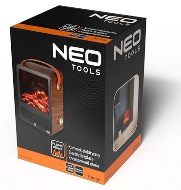 Neo Tools Камін електричний, декоративний, 850/1500Вт, 15&ndash;20м2, регулятор, 25х14,4х30,4см, дерево 90-156 фото