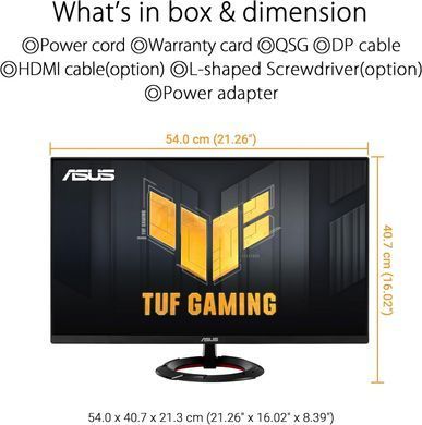 ASUS Монітор 23.8" TUF Gaming VG249Q3R 2xHDMI, DP, MM, IPS, 180Hz, 1ms, sRGB 100%, AdaptiveSync 90LM0AE1-B01E70 фото