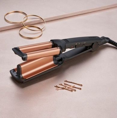 BaByliss Плойка, гофре , 85Вт, темп.режимів-3, 160-210С, природні хвилі, кераміка, турмалін , чорний W2447E фото