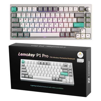 Lemokey Клавіатура механічна P1 Pro 84Key, Keychron Super Banana, WL/BT/USB-A, QMK/VIA, Hot-Swap, EN/UKR, RGB, Knob, Space Silver P1P-X4-UA фото