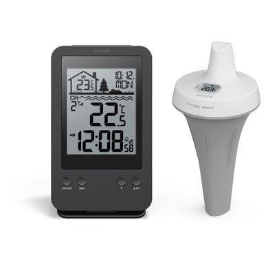 Sencor Метеостанція для басейну, внутр/зовн вимірювання, AAx2+AAx2, темп-ра, чорний SWS6900POOL фото