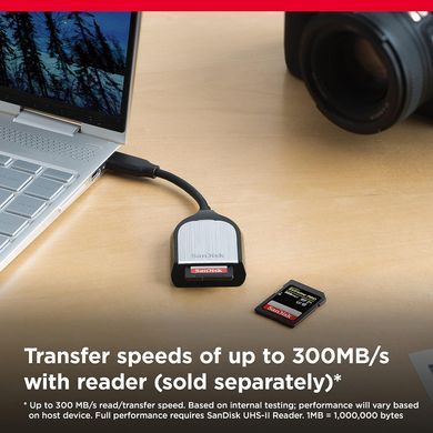 SanDisk Карта памяти SD 256GB C10 UHS-II U3 R300/W300MB/s Extreme Pro V90 SDSDXDM-256G-GN4IN фото