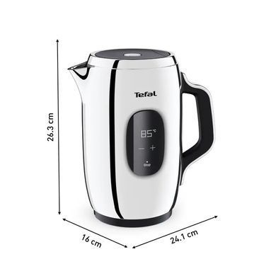 Tefal Електрочайник Majestuo 1.5л, з подвійними стінками, 9 темп.реж, підтримка температури, сенсорне управління, нержавіюча сталь KI883D10 фото