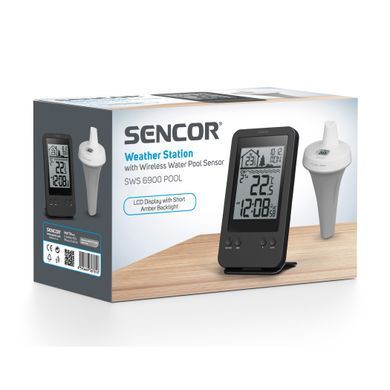 Sencor Метеостанція для басейну, внутр/зовн вимірювання, AAx2+AAx2, темп-ра, чорний SWS6900POOL фото