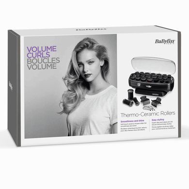 BaByliss Термо бігуді, 50Вт, 90-140 &deg;C, кейс, кераміка, чорний RS035E фото