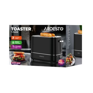ARDESTO Тостер T-F420B, 800Вт, пластик, 2 слоти, чорний