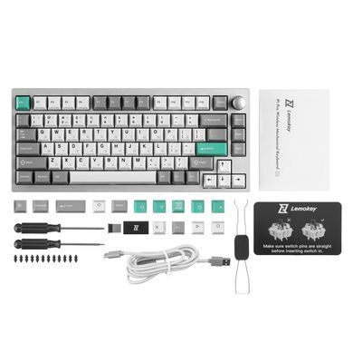 Lemokey Клавіатура механічна P1 Pro 84Key, Keychron Super Banana, WL/BT/USB-A, QMK/VIA, Hot-Swap, EN/UKR, RGB, Knob, Space Silver P1P-X4-UA фото