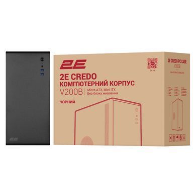 2E Корпус 2E Credo V200B без БЖ, 2xUSB3.0, 1x80мм, VGA 250мм, mATX, чорний 2E-V200B фото