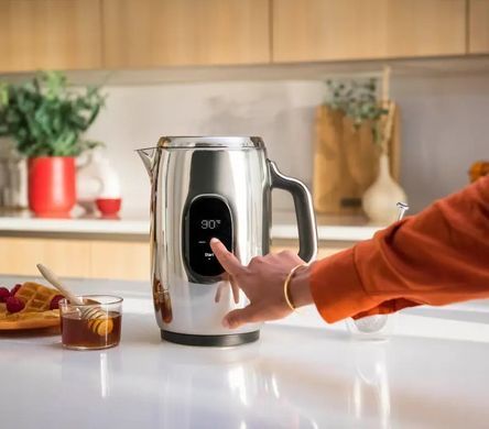 Tefal Електрочайник Majestuo 1.5л, з подвійними стінками, 9 темп.реж, підтримка температури, сенсорне управління, нержавіюча сталь KI883D10 фото