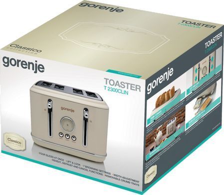 Gorenje Тостер 950Вт, функц. разморозки, автоотключение, пластик + металл, бежевый
