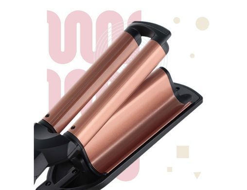 BaByliss Плойка, гофре , 85Вт, темп.режимів-3, 160-210С, природні хвилі, кераміка, турмалін , чорний W2447E фото