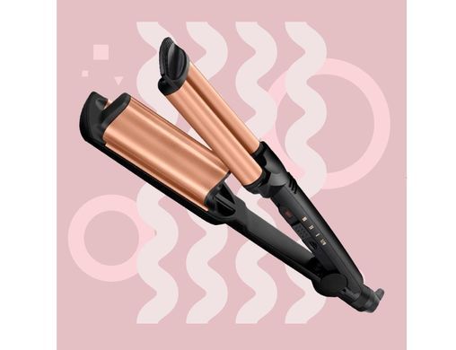 BaByliss Плойка, гофре , 85Вт, темп.режимів-3, 160-210С, природні хвилі, кераміка, турмалін , чорний W2447E фото