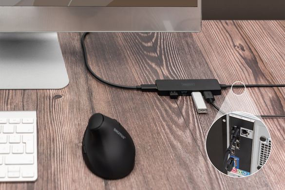 Digitus Хаб DIGITUS USB-A/C > 4хUSB-А, 1,2 м, активний (опція) DA-70236 фото