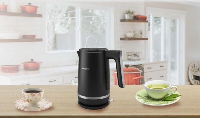 Philips Электрочайник Double Walled Kettle, 1.7л, Strix, с двойными стенками, STRIX, черный HD9395/90 фото