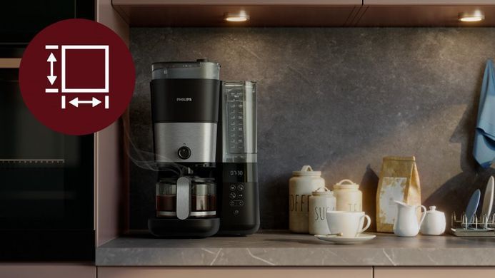 Philips Кавоварка крапельна All-in-1 Brew, 1.25л, зерно+мелена, дисплей, підігрів кавника, кавомолка, чорний HD7900/50 фото
