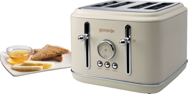Gorenje Тостер 950Вт, функц. разморозки, автоотключение, пластик + металл, бежевый