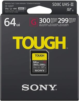 Карта памяти Sony SDXC 64GB C10 UHS-II U3 V90 R300/W299MB/s Tough SF64TG фото