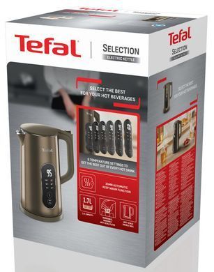 Tefal electric kettle Selection, 1.7L, double-walled, 9 tempr.conditions, bronze KI871FE0 фото
