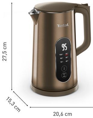 Tefal electric kettle Selection, 1.7L, double-walled, 9 tempr.conditions, bronze KI871FE0 фото