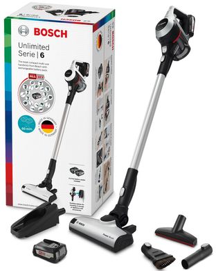 Пылесос Bosch беспроводный, конт пыль -0.3л, автон. раб. до 30мин, вес-2.3кг, НЕРА, черный BCS612KA2 фото