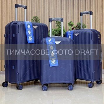 Набор чемоданов 2E, M7978, полипропилен, (L+M+S), молния anti theft, 4 колеса, кодовий замок, тёмно-синий 2E-PP-M7978-SET3-DB фото