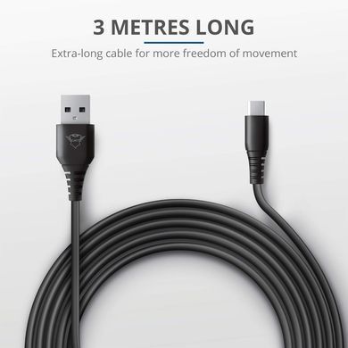 Trust Кабель USB-C > Lightning заряджання/синхронізації GXT 226 FOR PS5 3м, Type-C, черный 24168_TRUST фото