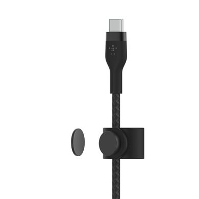 Кабель Belkin USB-С - Lightning витой, силиконовый, с ремешком на магните 1м Black CAA011BT1MBK фото