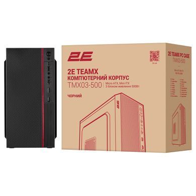 2E Корпус 2E TeamX TMX03 з БЖ 2E ATX500W, 2xUSB3.0, 1x80мм, VGA 220мм, mATX, чорний 2E-TMX03-500 фото
